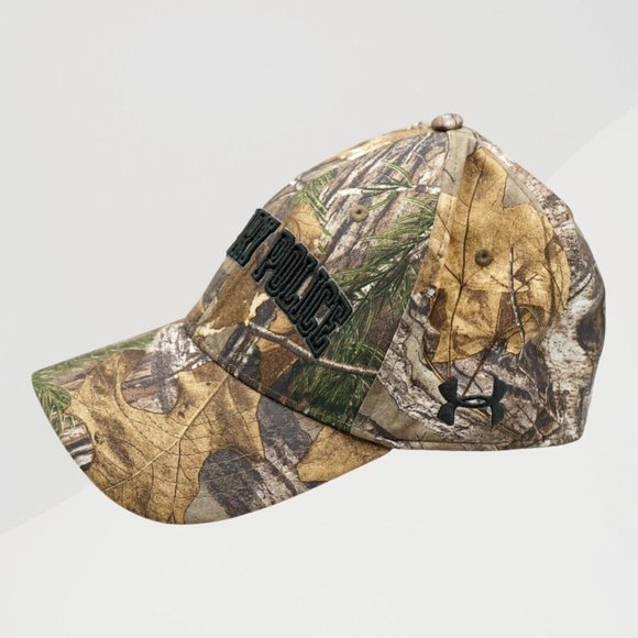 Under Armour Baseball Cap One Size Men Camo Sz LG/XL "Military Police" Back Guns - Picture 2 of 8